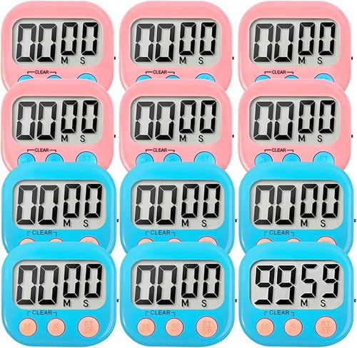 12 Pack Digital Kitchen Timer Small Classroom Timers by VOULOIR