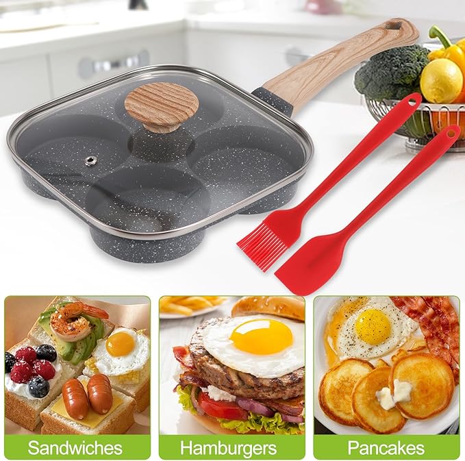 4-Cup Egg Pan, Premium Egg Pans Nonstick, Omelette Pan - Image 6