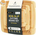 3 packs Bamboo Cutting Board Set Non Slip Feet Over Sink by Socisen