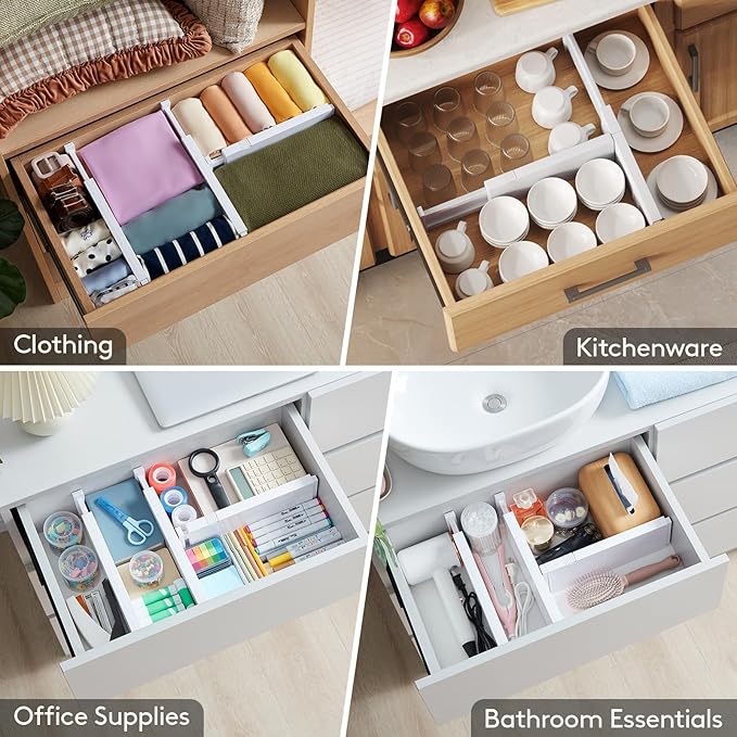 Lifewit 4 Pack 4" High Drawer Dividers 28 -43.5cm/11-17" Adjustable Kitchen - Image 8