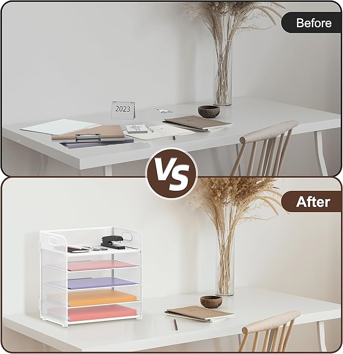2 Pack 5-Tier White Desk Organizer - Image 4