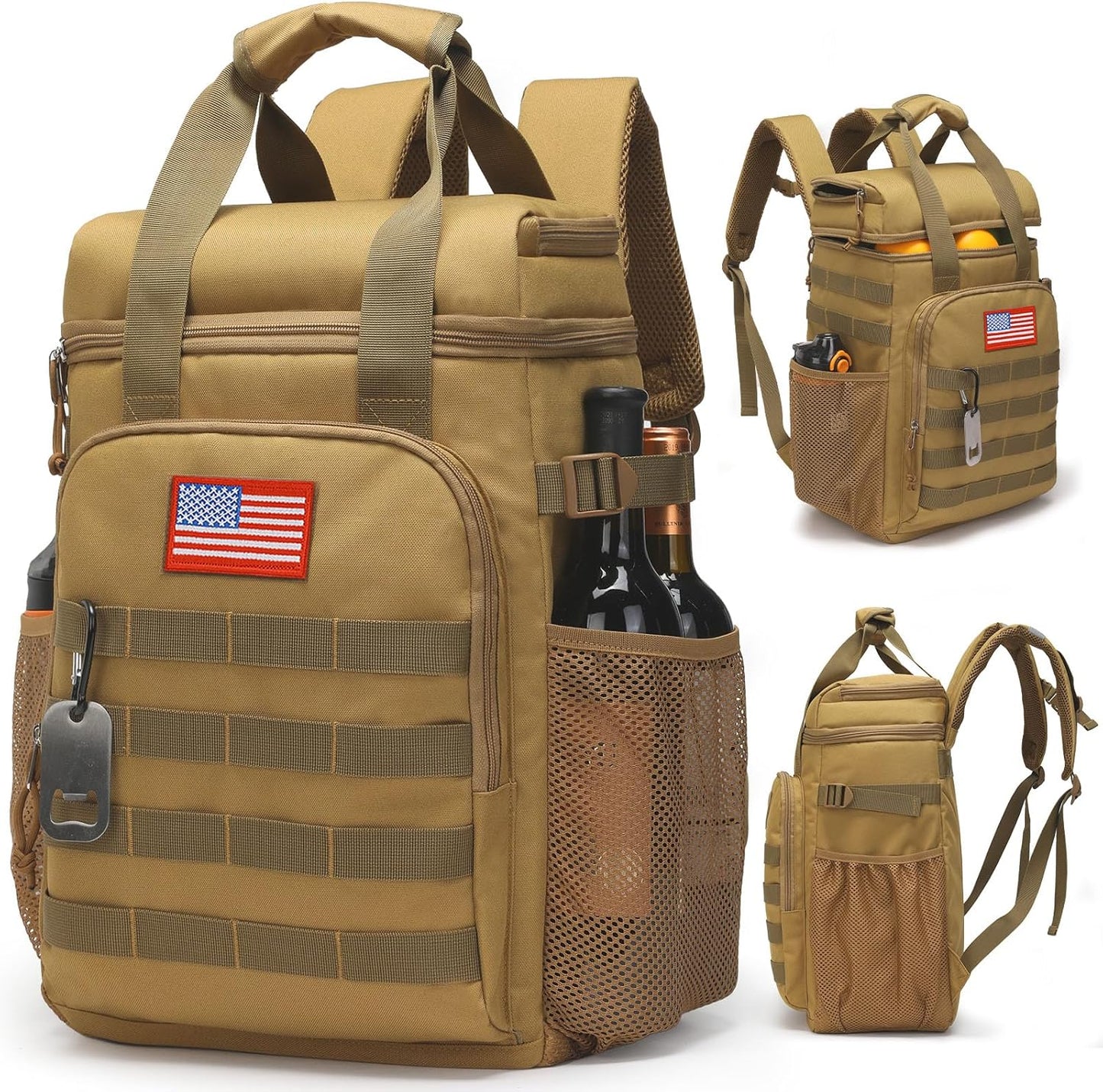 Tactical Backpack Cooler,Lunch Backpack for Men Adults Work with Handle，Soft Cooler Backpack Insulated Waterproof Leak Proof