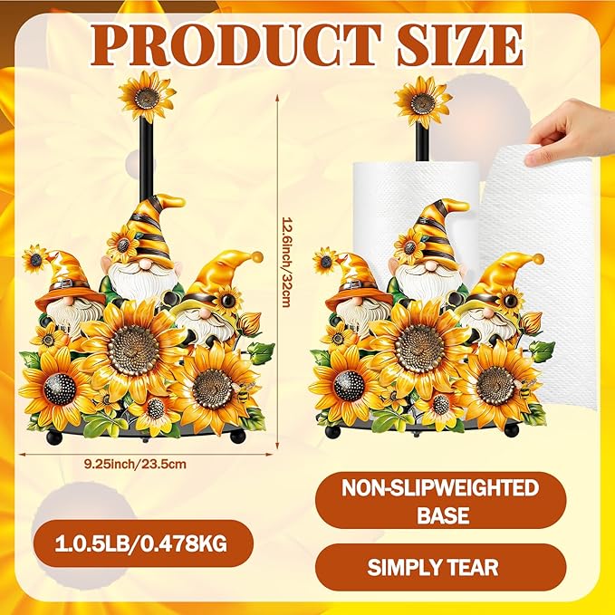 Thyle Sunflower Paper Towel Holder Summer Sunflower Gnome Kitchen Decor and - Image 3