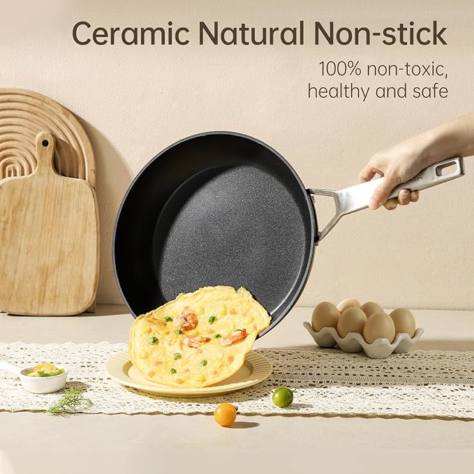 MsMk Nonstick Frying Pan, 12 InchTitanium and Diamond Non Stick Pan, Sturdy and - Image 7