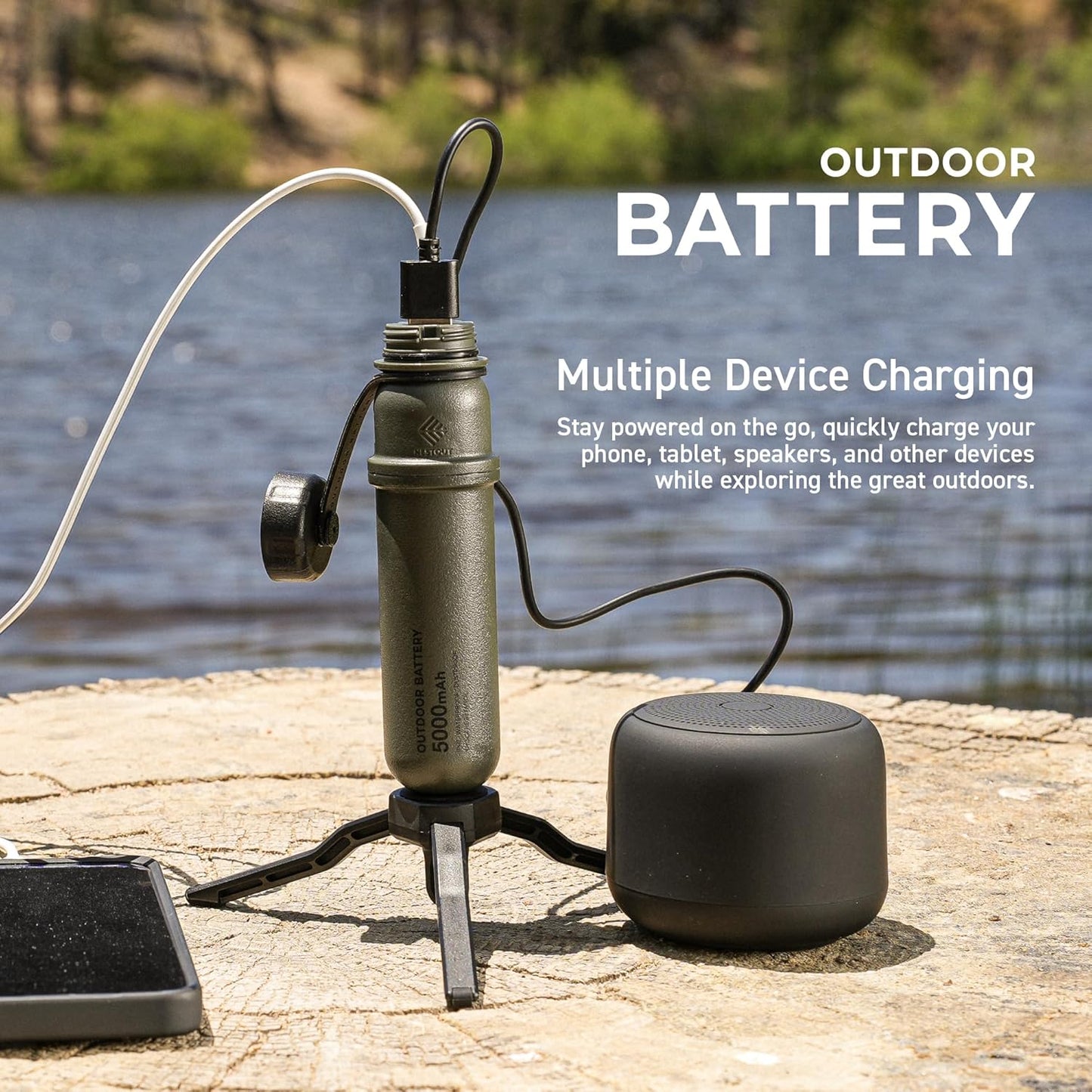 NESTOUT Portable Charger, 5000mAh Outdoor Battery Power Bank, 15W USB-C Fast Charging, Waterproof IP67, Durable Shockproof, Battery Pack for Phone Tablet Hiking Travel Camping (Olive Green, 5000mAh)