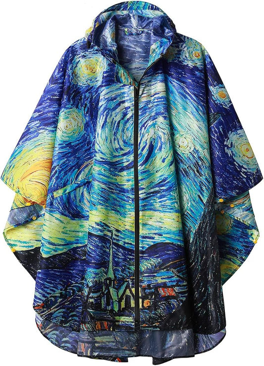 SaphiRose Rain Poncho Jacket Coat Hooded for Adults with Pockets