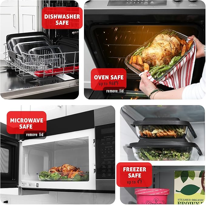 EATEX 8-Piece Deep Glass Casserole Dishes - Image 3