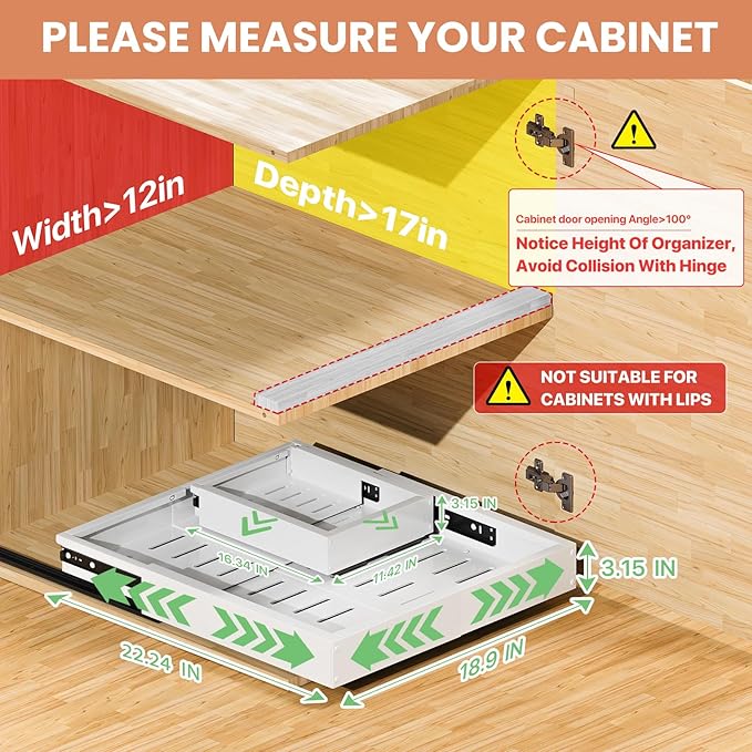 2 Pack Pull out Cabinet Organizer, Width Depth, - Image 2