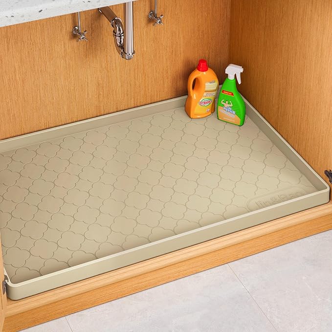 Jin&Bao Waterproof Under Sink Mat 34" x 19", Thick Silicone Mat Cabinet by Jin%26Bao