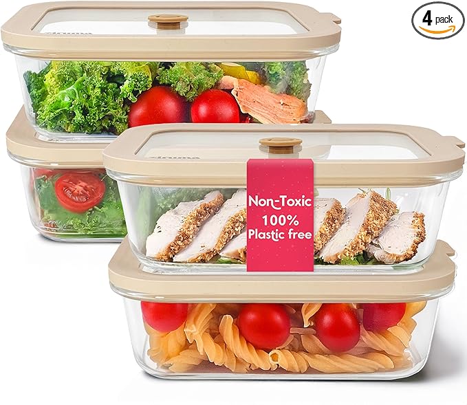 Non-Toxic 35 Oz Glass Storage Containers by Ziruma