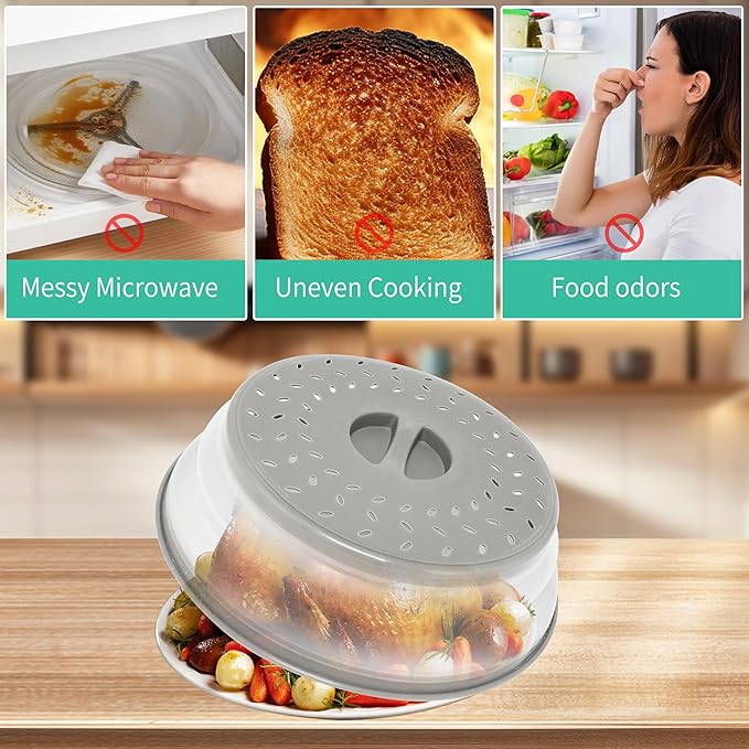 3 Pack Collapsible Microwave Food Covers, Splatter Guard, Vented Microwave Lid - Image 5