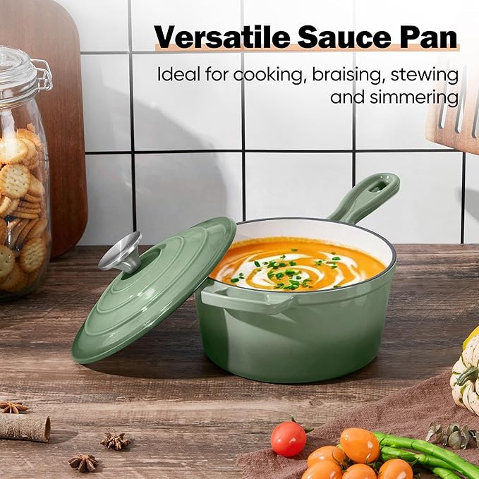 Homikit 1 QT & 2 QT Saucepan Set, Enameled Cast Iron Saucepan - Image 8