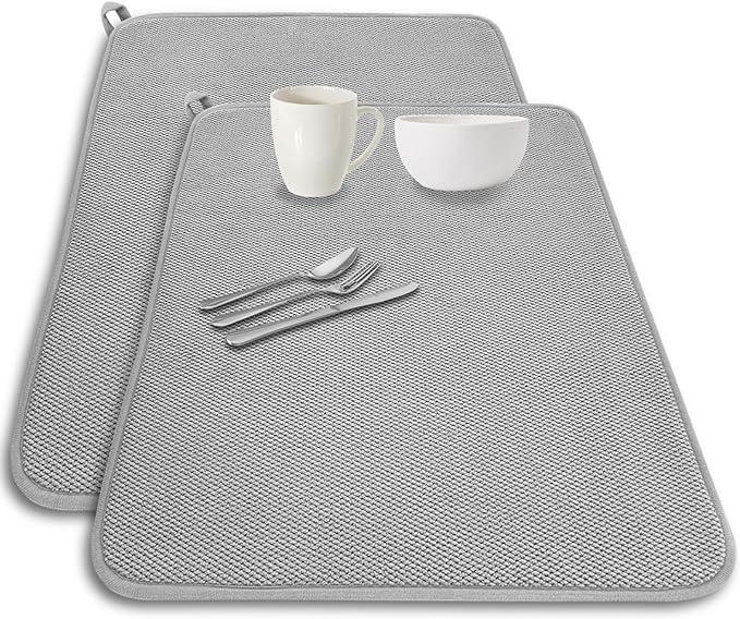 2 Pack Large Dish Drying Mat, 24x17 Inch Absorbent Microfiber Dishes Drainer by Meirrnyyu