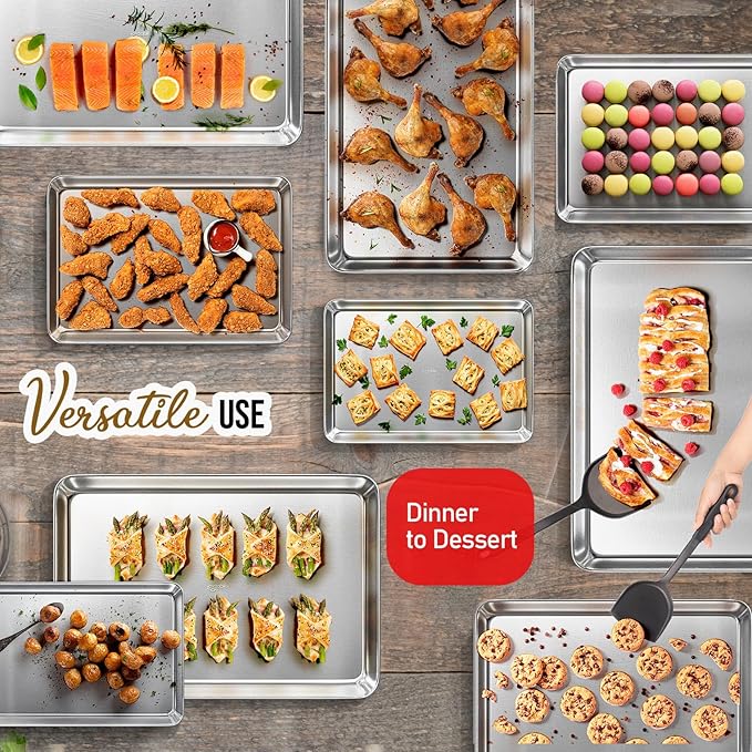 Eatex Aluminum Baking Sheet Set, 4 Pack Cookie Sheet Set, 9x13 Baking Pan Set - Image 7