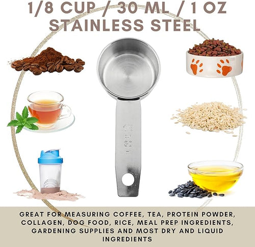 1/8 Cup Stainless Steel Measuring Cup | Sturdy Metal 30 ml | 30 cc | 1 oz | - Image 2