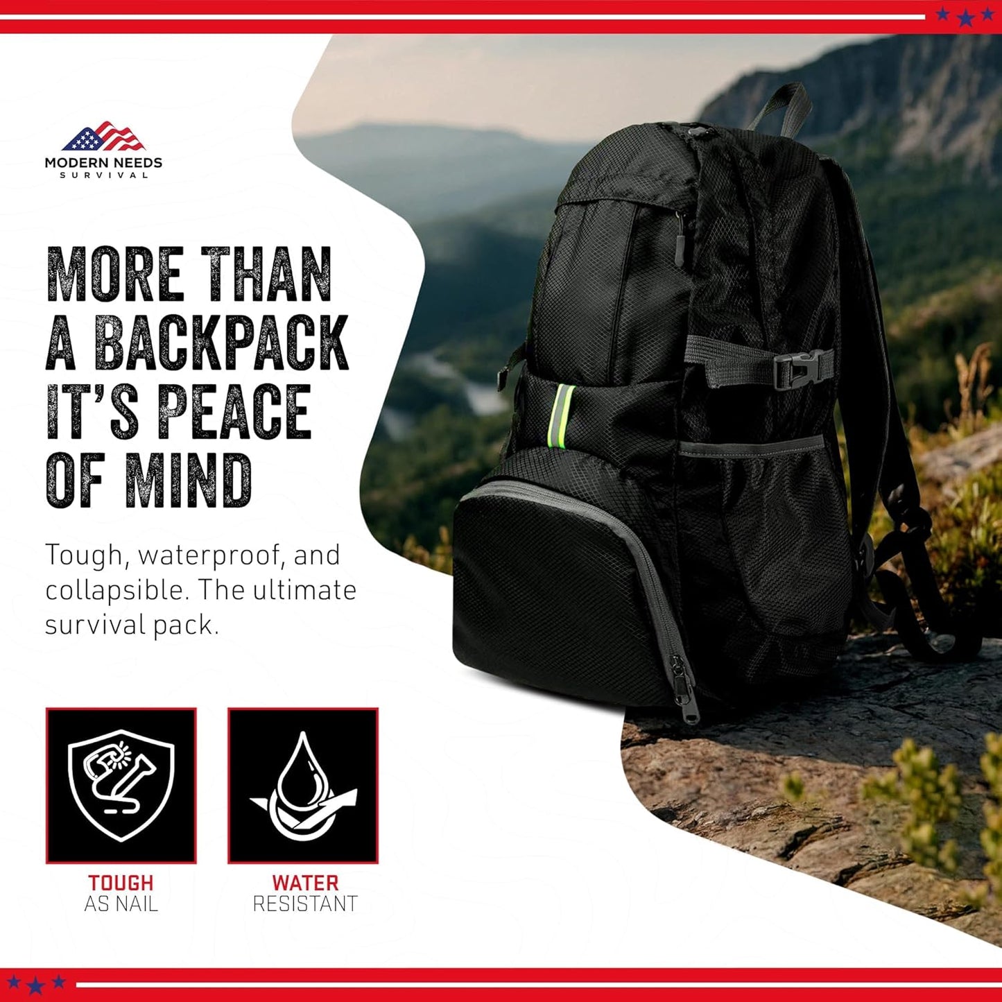 Ready Pack 35L — Foldable Backpack for Travel | Lightweight, Water Resistant Hiking Daypack | Compact, Packable Backpack for Men & Women | Great for Camping & Daily Use