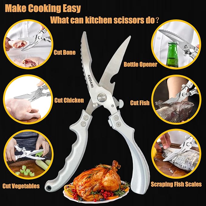 2-Piece Kitchen Shears Set, Heavy Duty Professional Poultry Meat Scissors - Image 3