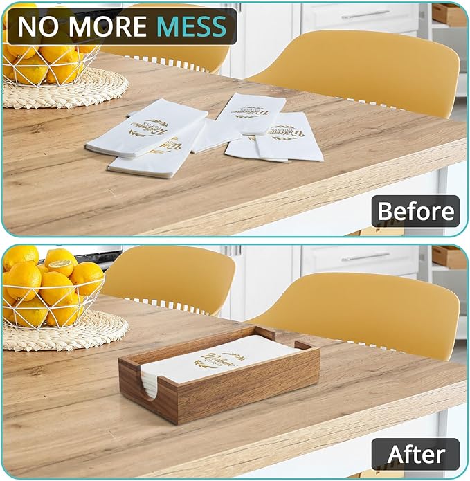 Napkin Holder for Bathroom, Acacia Wooden Guest Towel Holder Tray for Bathroom - Image 4