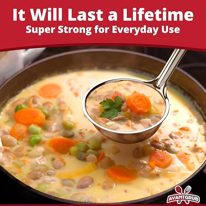 Super Sturdy, Ergonomic 6 Oz. Soup Ladle 3 Pk. Stainless Steel Ladles - Image 3
