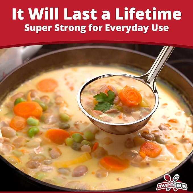 Super Sturdy, Ergonomic 1 Oz. Soup Ladle 3 Pk. Stainless Steel Ladles - Image 3