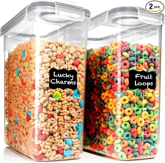 Shazo 2 Pack EXTRA Large Airtight Food Storage Cereal Containers by Shazo