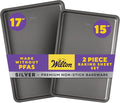 Wilton Silver 2- Piece Non-Stick Baking Sheet Set, Cold-Rolled Steel Bakeware by Wilton