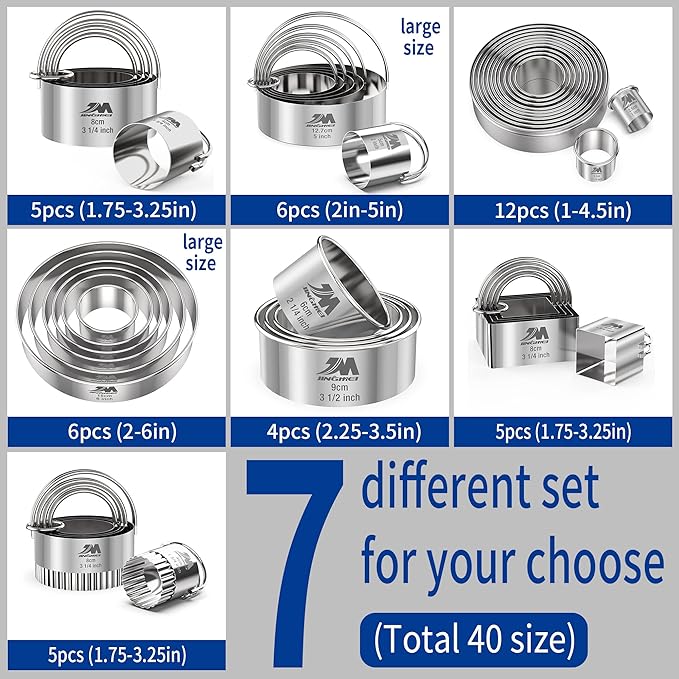 M JNGMEI 4 Pieces Stainless Steel Cookie Cutter Set 2.25inch, 3.5inch Biscuit - Image 2
