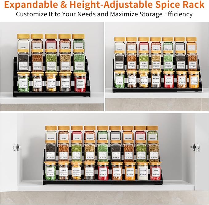 RCHYFEED Spice Rack Organizer for Cabinet, 3 Tier Spice Rack Expandable - Image 4