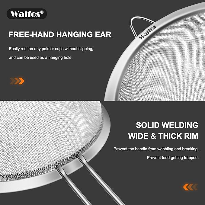 Walfos Small Fine Mesh Tea Strainer, Mini Stainless Steel Sieve - Image 8