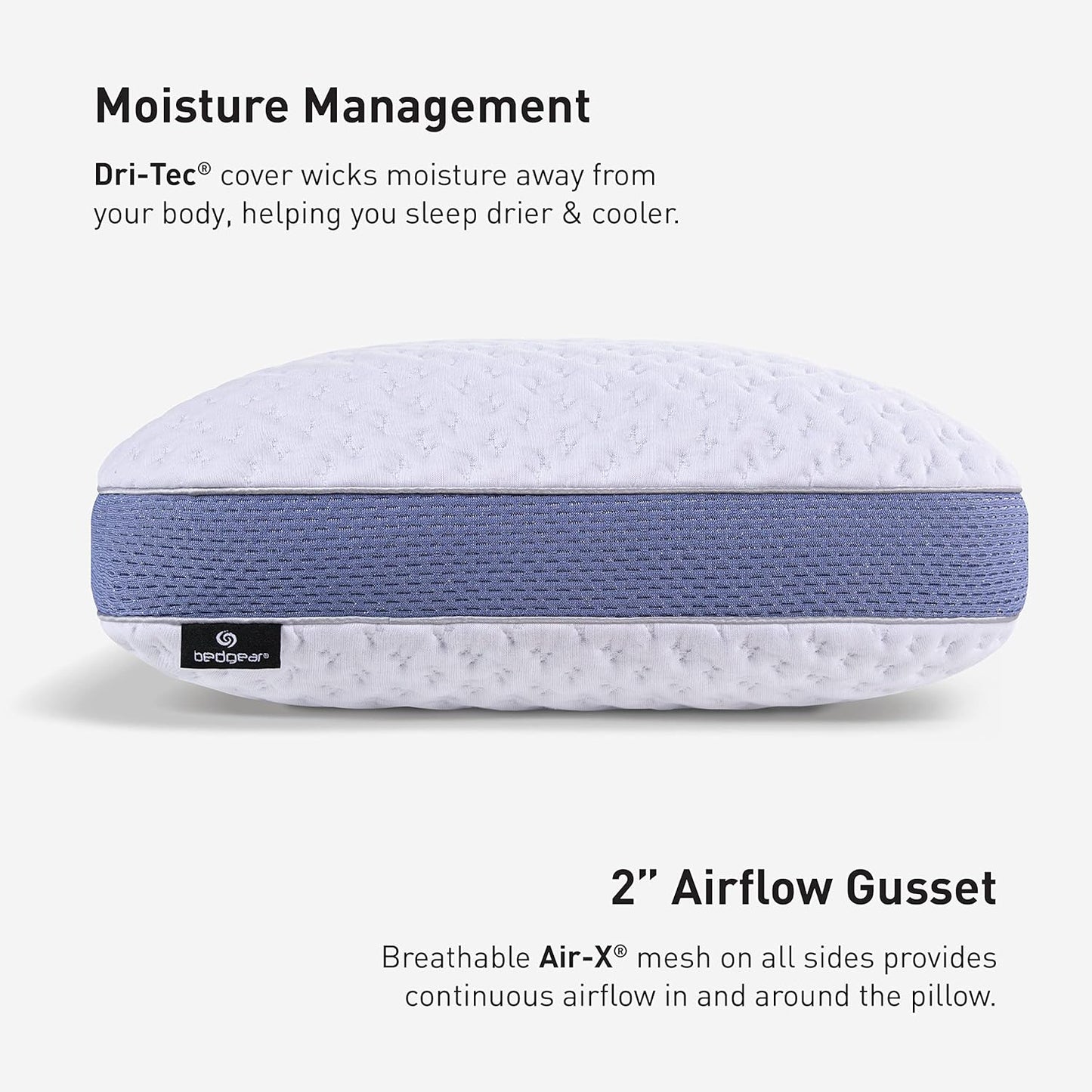 Bedgear Balance Cuddle Curve Performance Pillow - Size 1.0 - Moisture-Wicking Pillow for Side Sleepers - Medium Firmness Bed Pillow- Hypoallergenic, Washable Removable Cover - 20" W x 26" L x 5.25" H