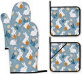 Easter Oven Mitts and Pot Holders Set, Cute Rabbit Kitchen Decor Heat Resistant by Unknown