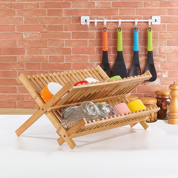 Collapsible Bamboo Dish Drying Rack - Image 5