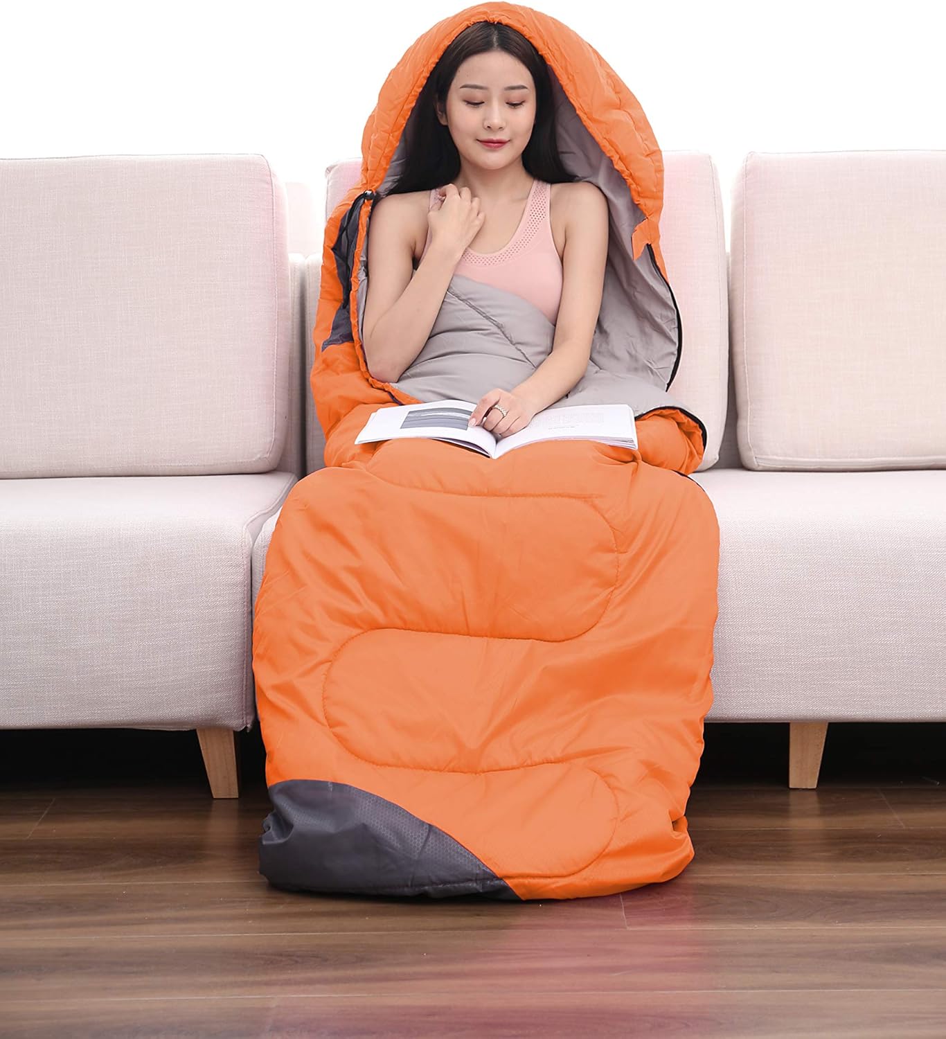tuphen- Sleeping Bags for Adults Kids Boys Girls Backpacking Hiking Camping Microfiber Liner, Cold Warm Weather 4 Seasons Indoor Outdoor Use, Lightweight & Waterproof