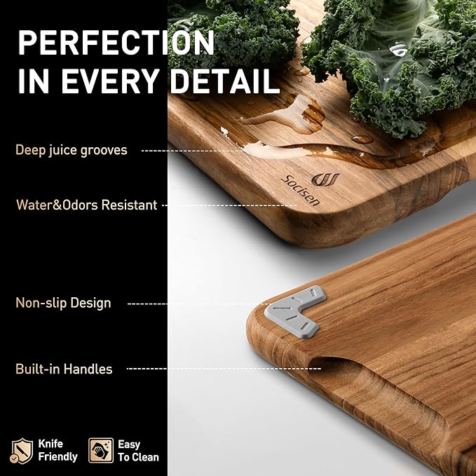 Teak Wood Cutting Board 17inch Wooden Chopping Board Bamboo High-end Mother - Image 4