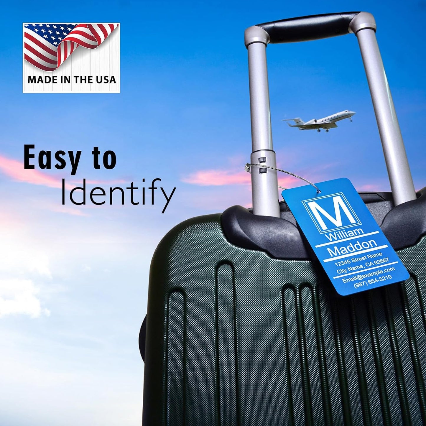 Luggage Tags for Suitcase - Pink Personalized Engraved Metal Tag for Cruise Travel - Custom Name Tags Suitable for Bags and Backpacks