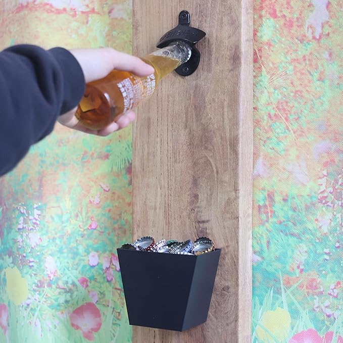Black Bottle Top Opener Wall Mounted, Classic Open Here Beer Opener Mountable - Image 4