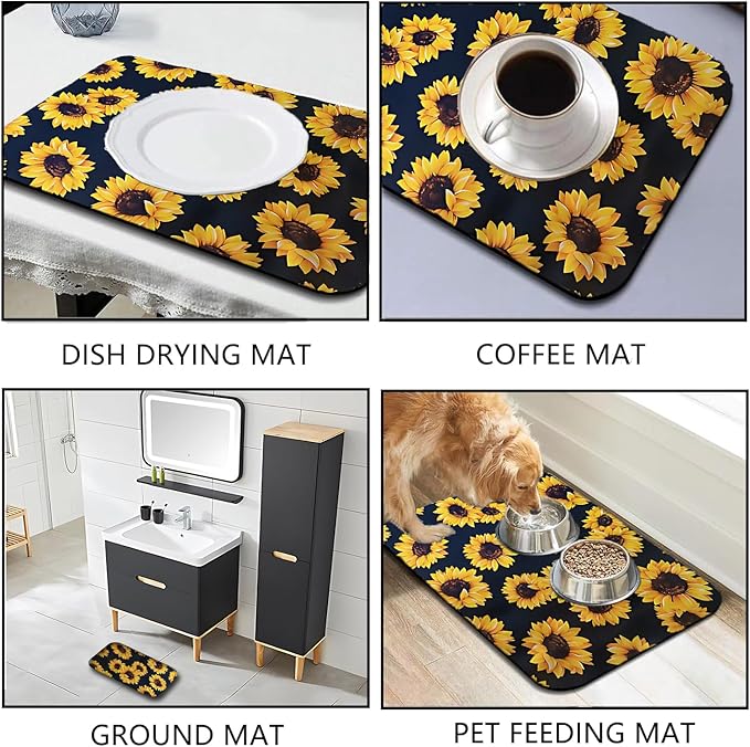 Dish Drying Mat Foldable Fall Kitchen Drying Mat Absorbent Sink Mat - Image 3