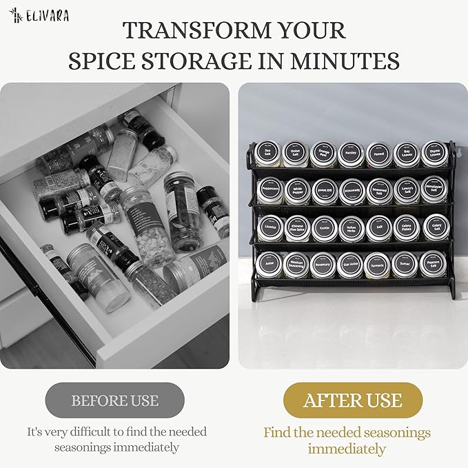 4-Tier Spice Rack Organizer Set – Wall Mounted or Countertop – Includes 28 - Image 7
