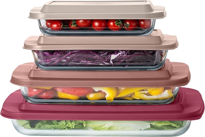 COOK WITH COLOR 8-Piece Deep Glass Baking Dish Set with Plastic Lids – - Image 8