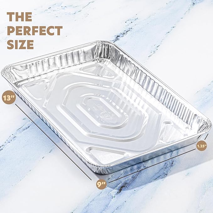 PLASTICPRO Aluminum Pans 100 Pack Disposable Cookie Sheets 9'' x 13'' Baking - Image 6
