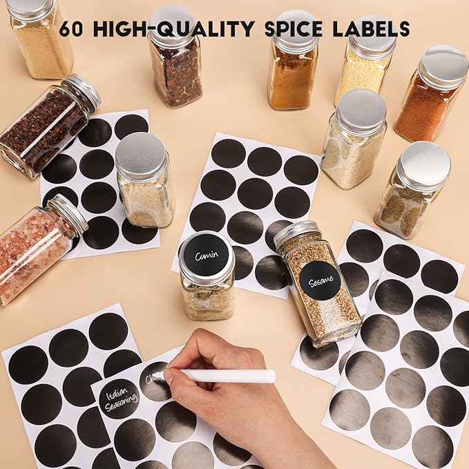 24Pcs Spice Jars with Label, 4oz Empty Square Seasoning Containers, Spice Jars - Image 7