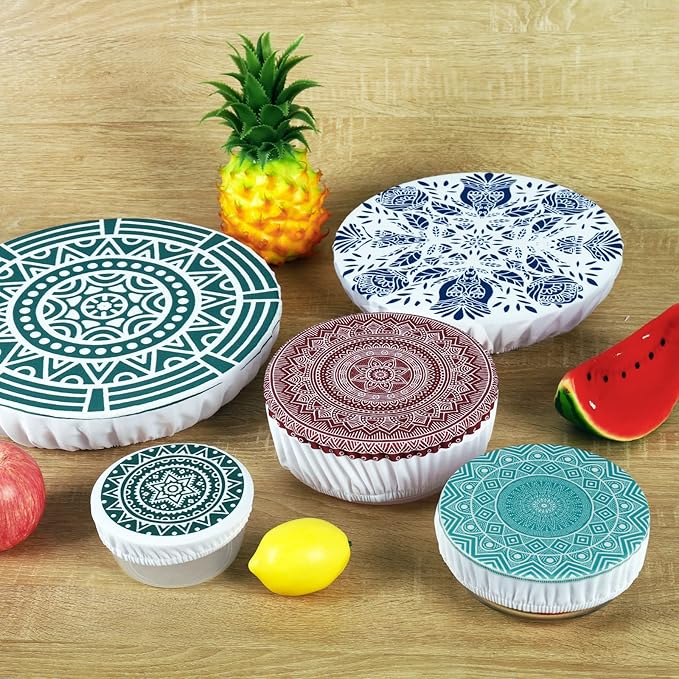 10Pcs Reusable Bowl Covers In 5 Size, Stretch Cloth Fabric Dish Cover Kitchen - Image 6