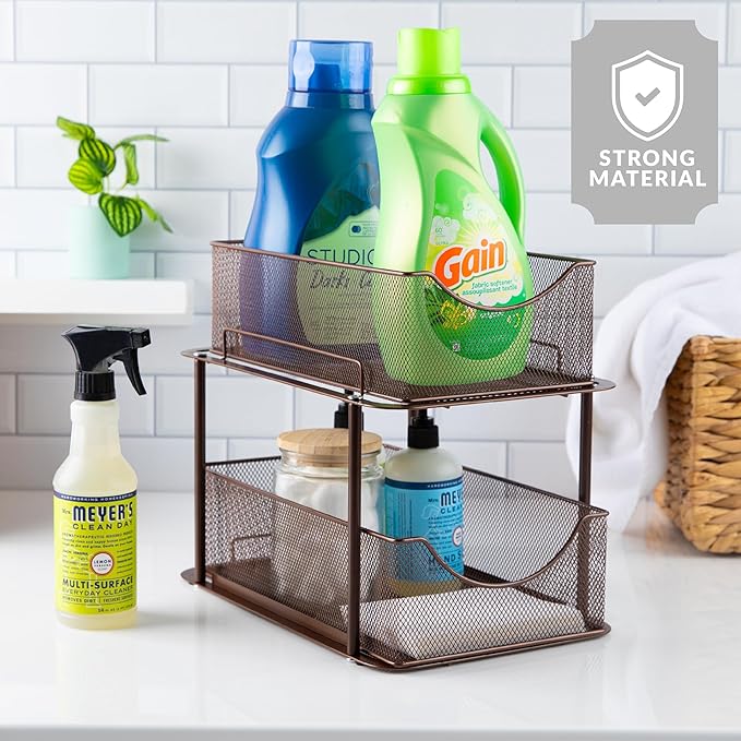 Sorbus 2 Sets of 2 Tier Metal Under Sink Organizer - Image 5