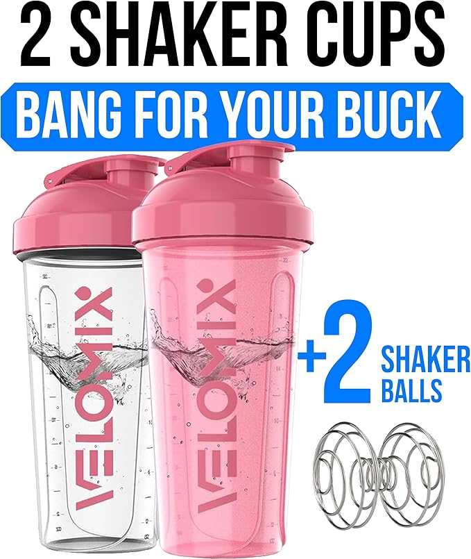 VELOMIX -2 Pack- 28 oz Protein Shaker Bottles - Image 2