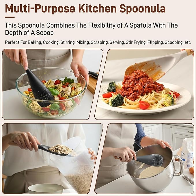 3 PACK Cooking Spatula Spoon for Nonstick Cookware, Scrape - Image 3