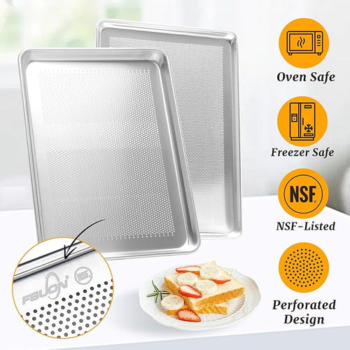 12 Pack Half Size Aluminum Perforated Baking Sheet Pan, Restaurant & Kitchen - Image 2