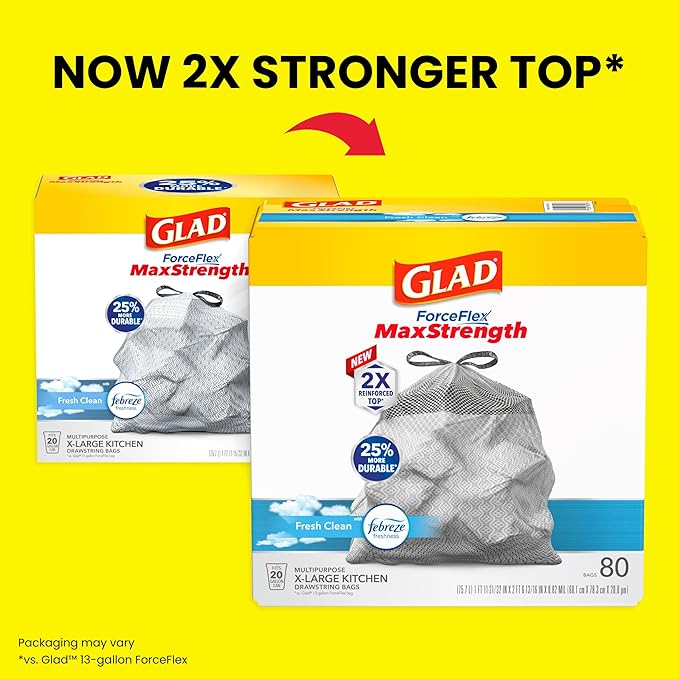 Glad ForceFlex MaxStrength Kitchen Trash Bags, 20 Gal, Fresh Clean Febreze - Image 2