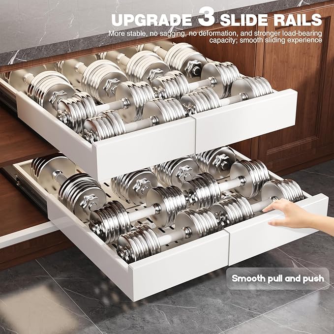Seinloes 4 Pack Pull Out Cabinet Organizer Expandable Width and Depth, Slide - Image 7