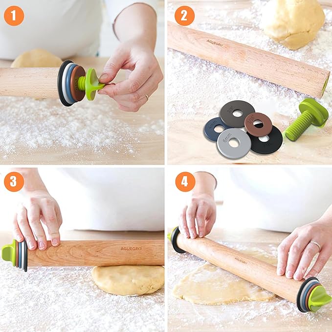 Rolling Pin with Adjustable Thickness Ring, Dough Thickness - Image 5