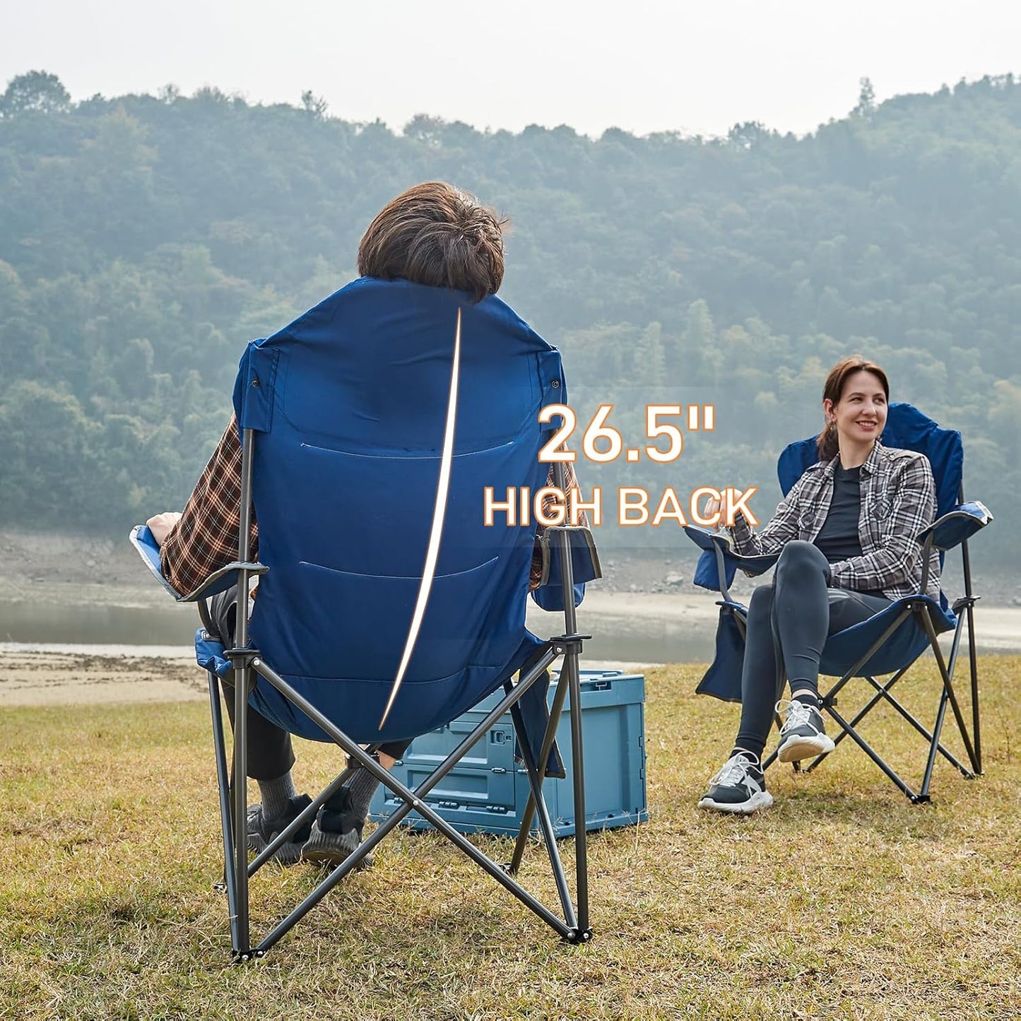 EVER ADVANCED Camping Chairs, Lawn Chairs Outdoor Sports Chairs, Folding Chair Camping Chairs for Adults, Supports 400lbs